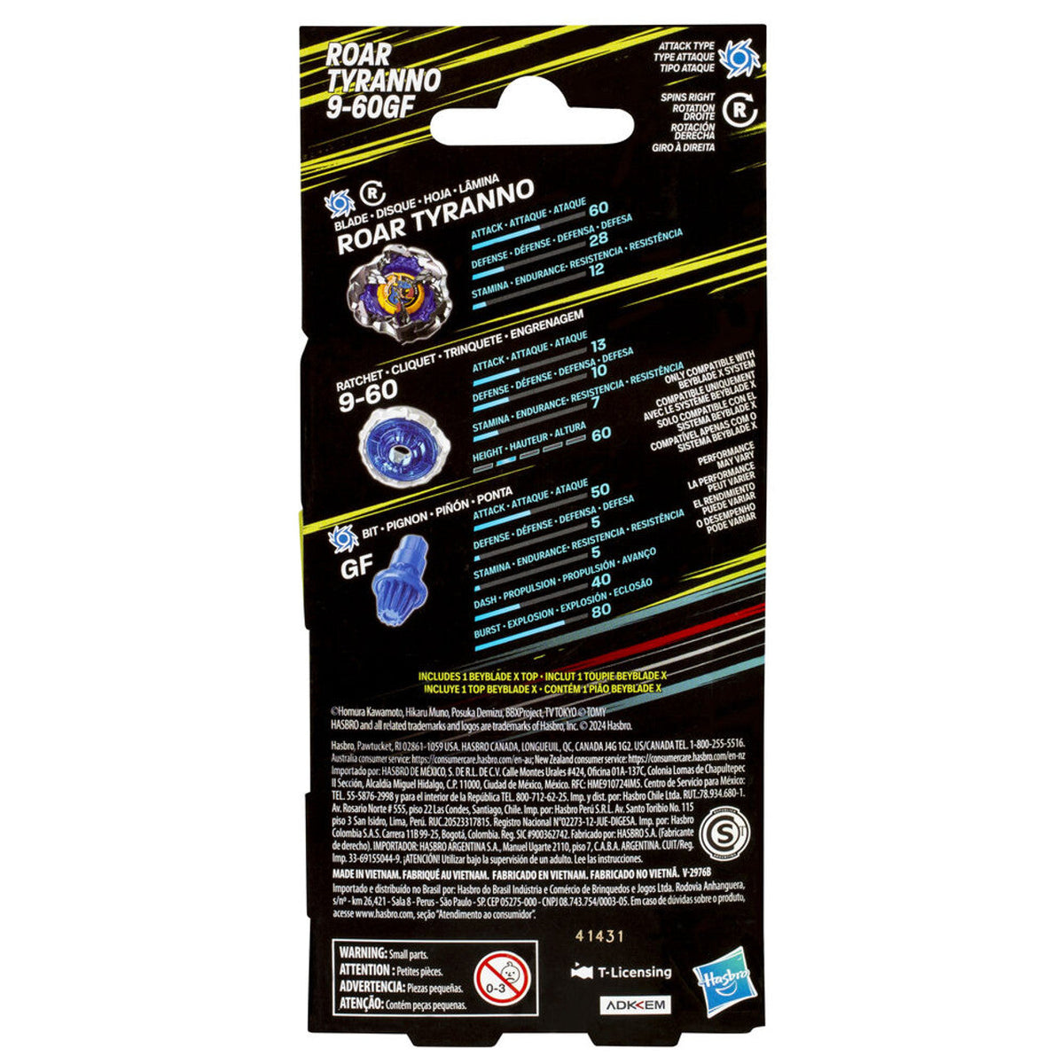 HASBRO Roar Tyranno 9-60GF Beyblade X Booster