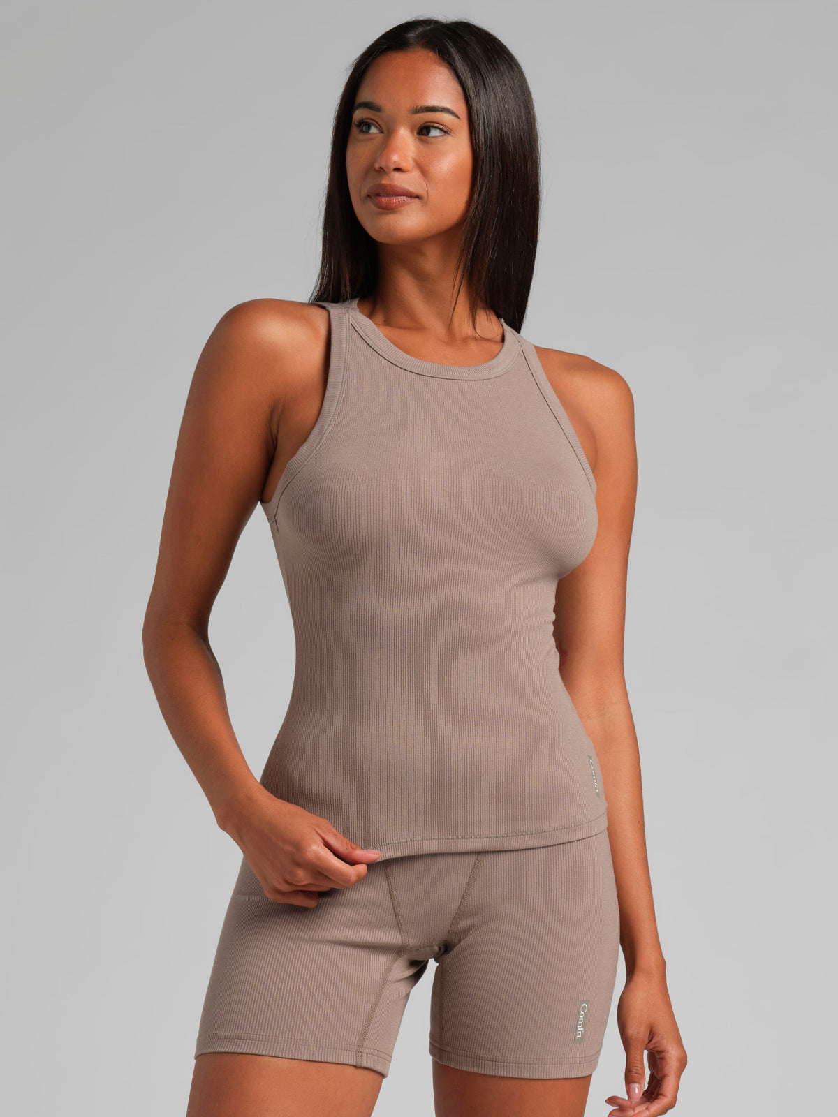 Rib Contour High Neck Tank