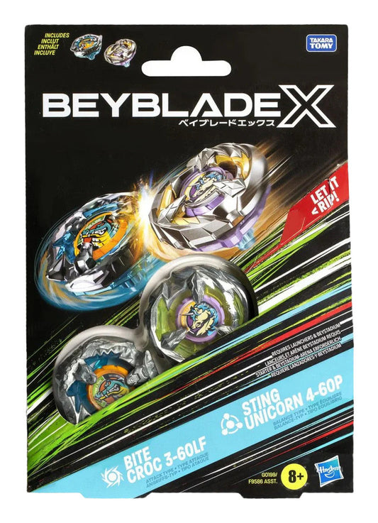 HASBRO Bite Croc & Sting Unicorn Beyblade X Dual Pack